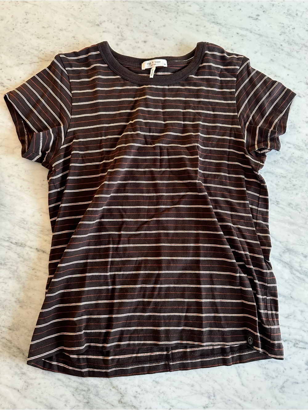 Rag & bone
Rag and bone Women's Black & Brown Stripe Crewneck Tee
